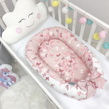 Protecție pentru somn - Culcuș bebeluși co-sleeping Fluturi roz